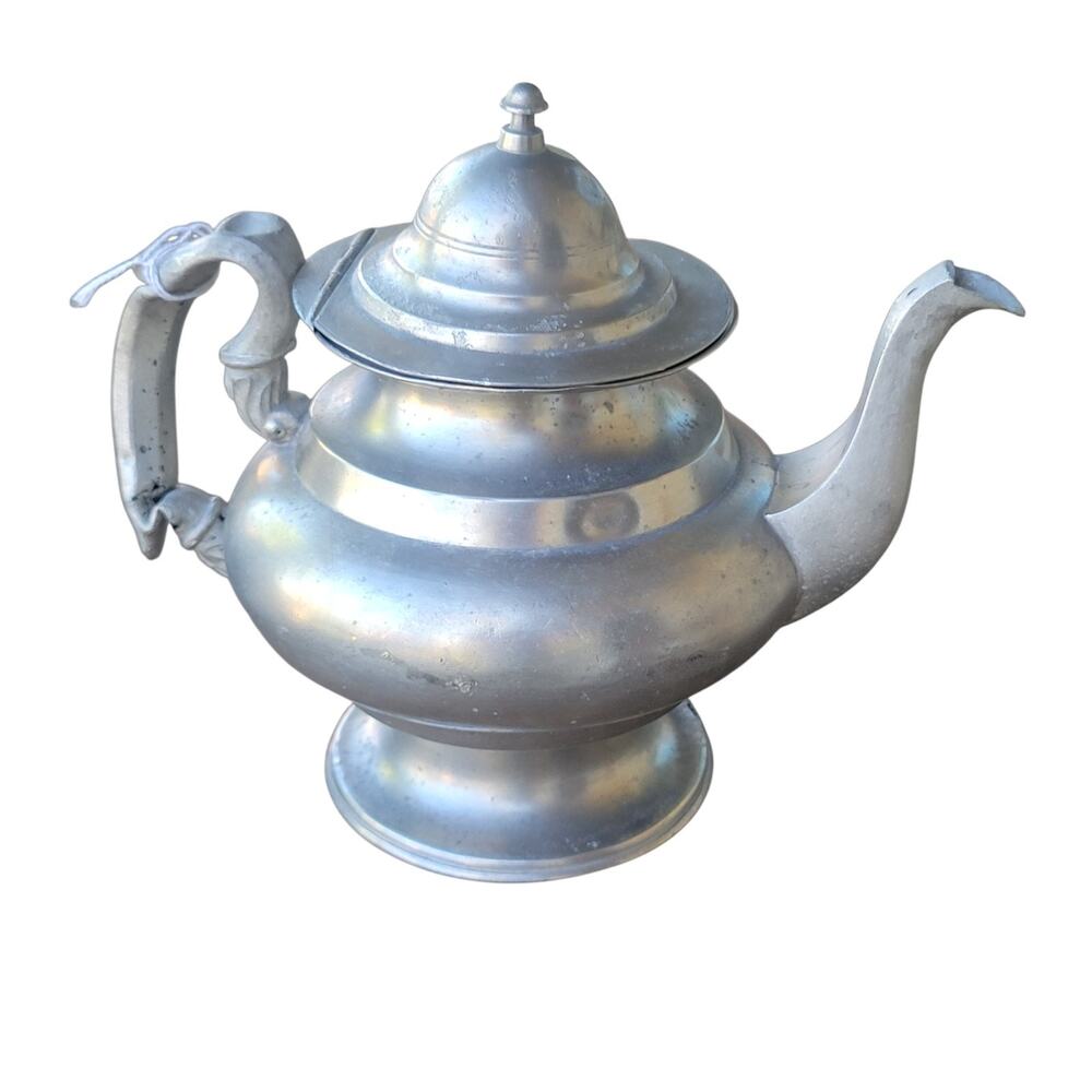 Rare Antique 1830’s American C.P. WAYNE & SON Philadelphia Pewter TEA Coffee Pot